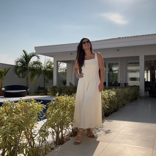 Vestido Feminino de Malha Acinturado - Off White
