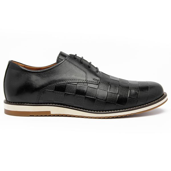 Sapato Casual Oxford Masculino Quadriculado Preto