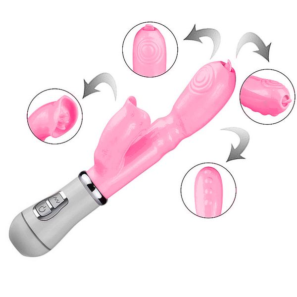 VIBRADOR DE PONTO G & CLITÓRIS COM LÍNGUA NAS PONTAS