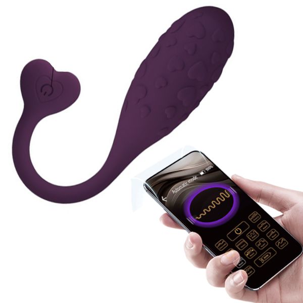VIBRADOR BULLET LOVE HEART ROXO VIA BLUETOOTH E SATÉLITE 