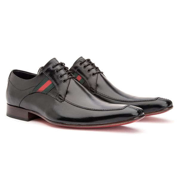 Sapato Social Derby Couro Cromo Preto