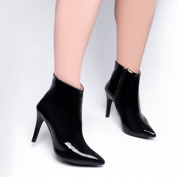 Bota Feminina Bota Verniz Bico Fino Bota Feminina Salto Geométrico