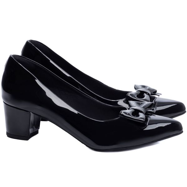 Sapato Scarpin Salto Bloco Grosso Baixo Preto