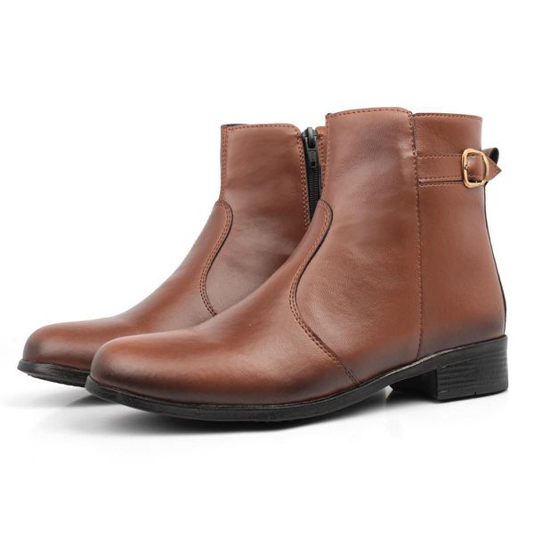 Bota Feminina Pank low Sintetico Cano Curto Com Fivela Lateral 