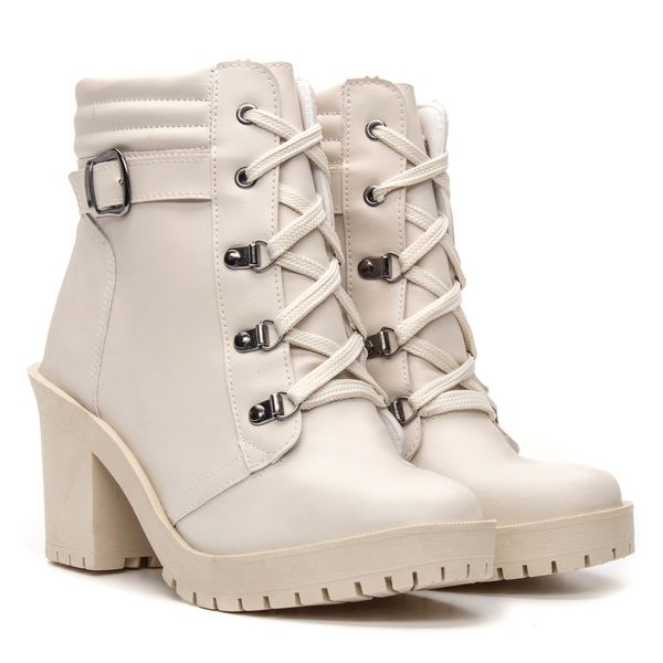 Bota Feminina Larissa Sintetico Ecologico Off White 