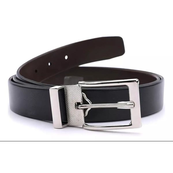 Cinto Couro Sintético Dupla Face Café- Preto Fivela Removível 120 cm