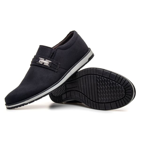 Sapato Masculino Camurça Suave Fivela Ajustável Forro Respirável Solado PVC