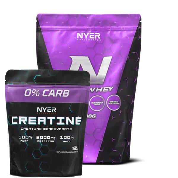 Combo - Whey Protein 900 Gramas + Creatina Monohidratada 300 Gramas 100% Pura 