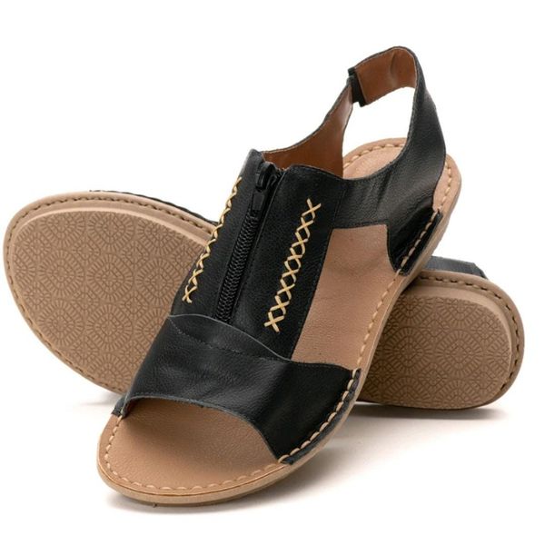 Sandalia Feminina Couro Tiffany Flip Solado Espuma P.U 