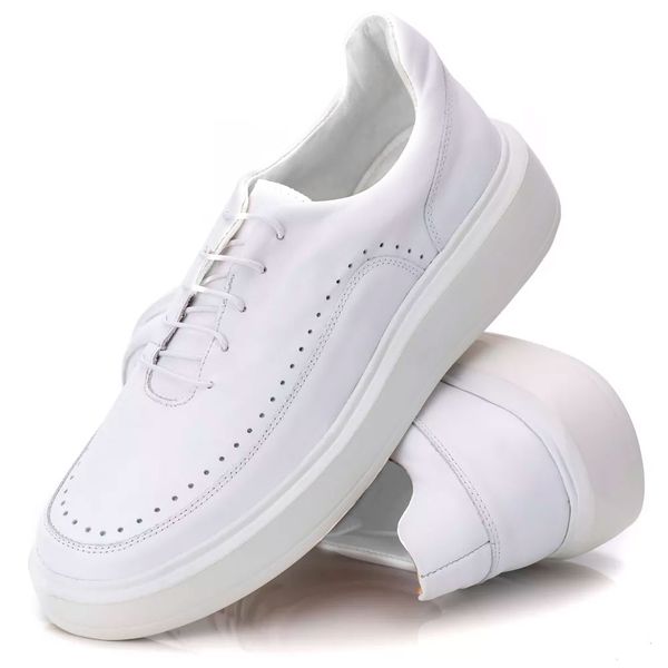 Sapato Masculino Atacador Pontilhado Milão Confort Branco