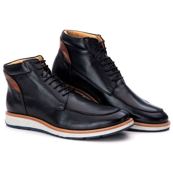Sapato Masculino Cano Alto Chelsea Rio Confort Preto