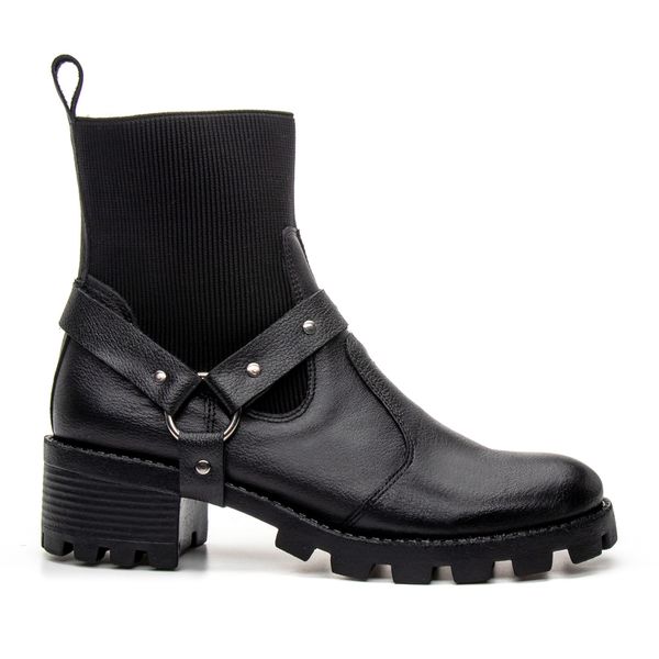 BOTA COTURNO TRATORADA FEMININA COURO COM FIVELA PRETO