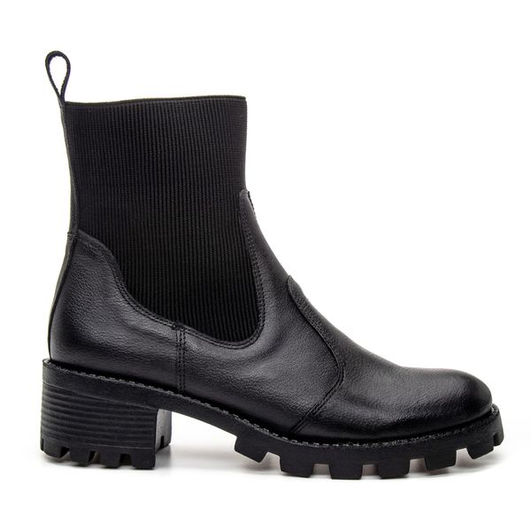 BOTA COTURNO TRATORADA FEMININA COURO LEGÍTIMO PRETO
