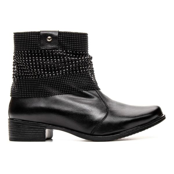 BOTA FEMININA CANO CURTO COURO PRETO