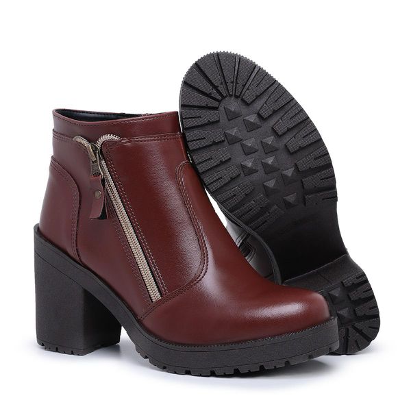 BOTA FEMININA SINTÉTICA CONHAQUE