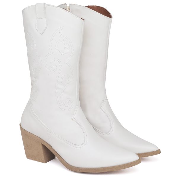 BOTA TEXANA WESTERN COUNTRY CANO MÉDIO NAPA OFF WHITE