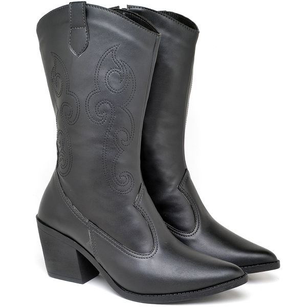 BOTA TEXANA WESTERN COUNTRY CANO MÉDIO NAPA PRETO