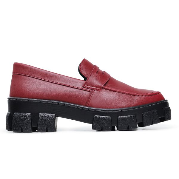 MOCASSIM FEMININO TRATORADO OXFORD VERMELHO