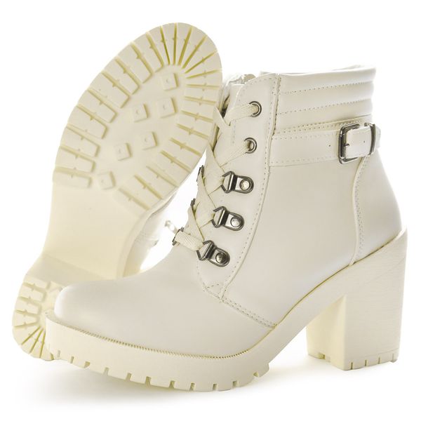 BOTA TRATORADA CANO CURTO FEMININA OFF WHITE