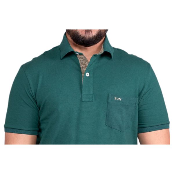 Camisa Polo Com Bolso Masculina Zegen Verde