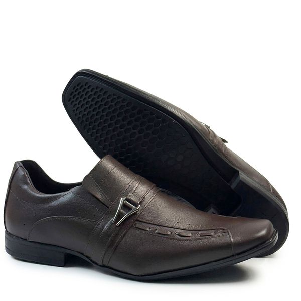 Sapato Social Masculino Calvest em Couro Chocolate - 14F085 - CHOCOLATE