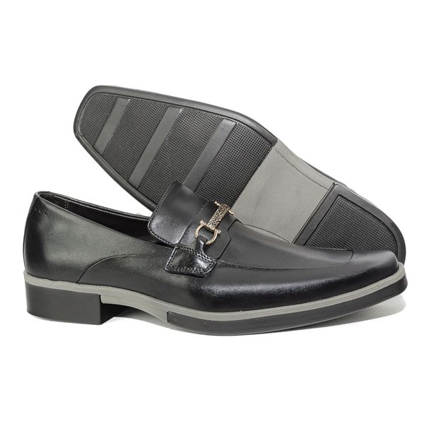 Sapato Social Masculino Calvest em Couro Preto Com Bridão - 7004 preto