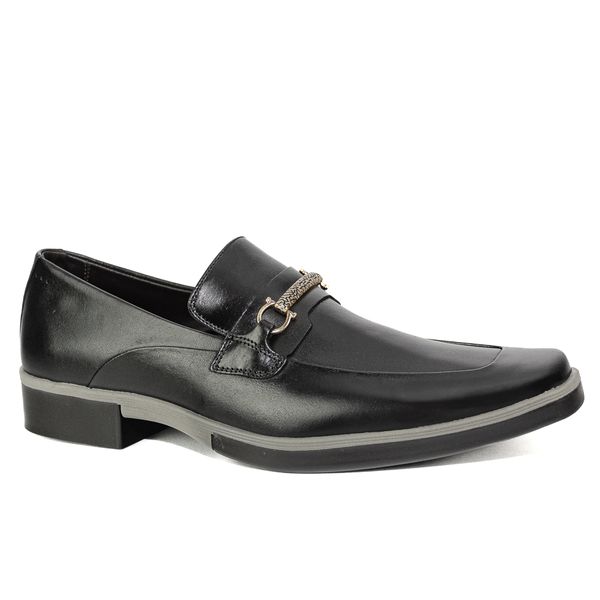 Sapato Social Masculino Calvest em Couro Preto Com Bridão - 7004 preto