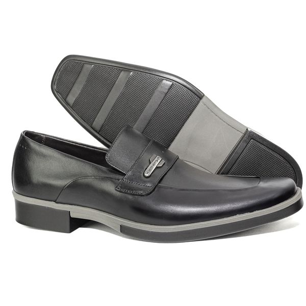 Sapato Social Masculino em Couro Preto Com Metal Calvest - 7005 preto