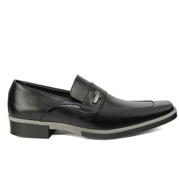 Sapato Social Masculino em Couro Preto Com Metal Calvest - 7005 preto