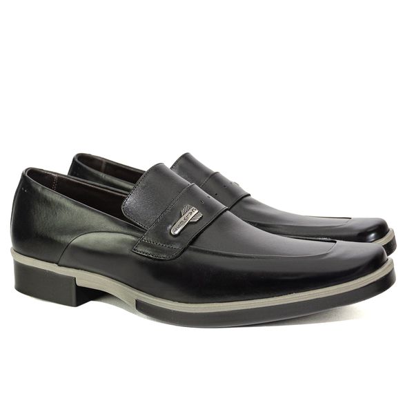 Sapato Social Masculino em Couro Preto Com Metal Calvest - 7005 preto