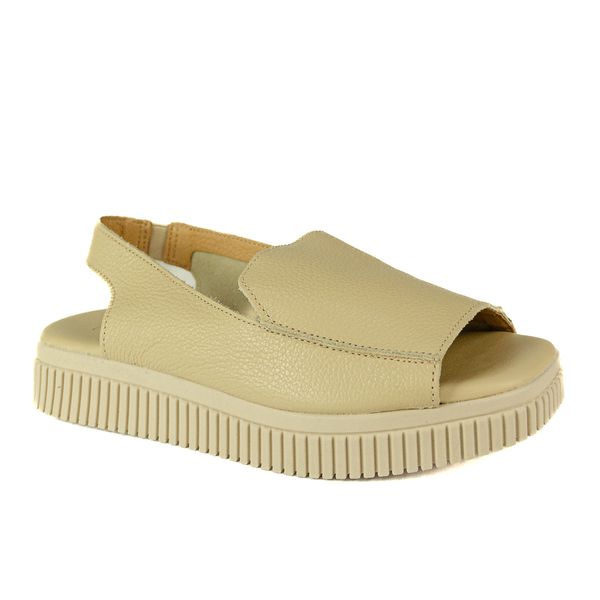 Sandália Flatform Feminina Em Couro Nude 0940 