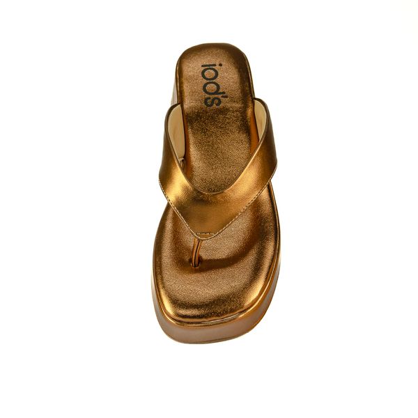 Rasteira Flatform Feminina Em Material Tecnológico Bronze 2054501 