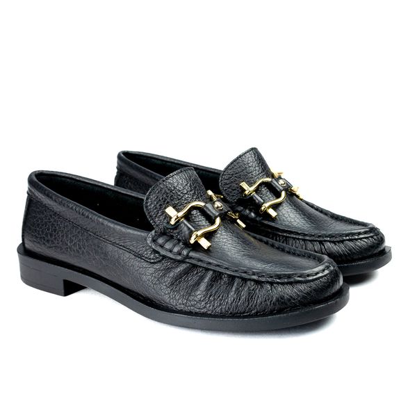 Mocassim Feminino em Couro com Bridão - 4291040 PRETO