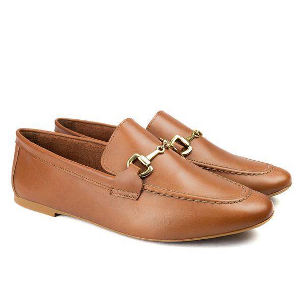 Mocassim Feminino em Couro Com Bridão- 1711050 HAVANA
