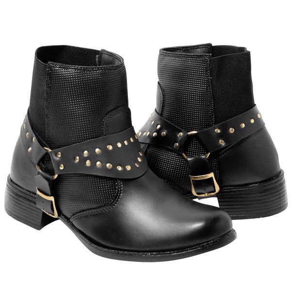 Bota Texana Feminina em Material Tecnológico Preta 16021