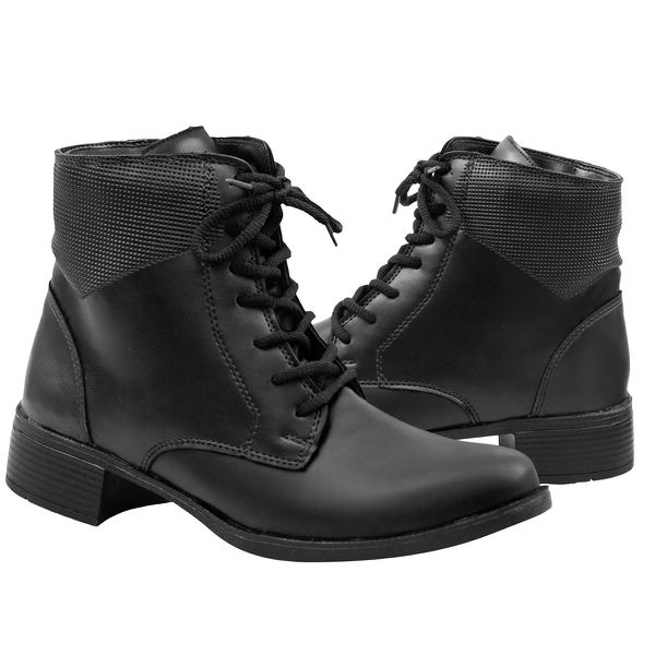 Coturno Feminina em Material Tecnológico Preto 6011