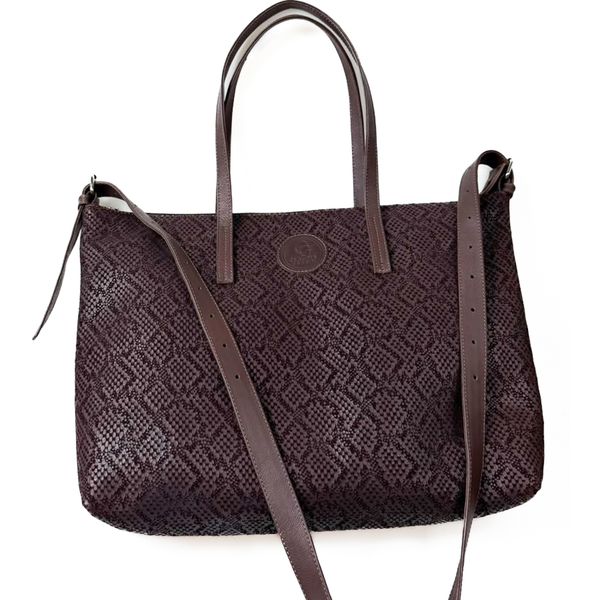 Bolsa Feminina em Couro Texturizado Almofadada Marron