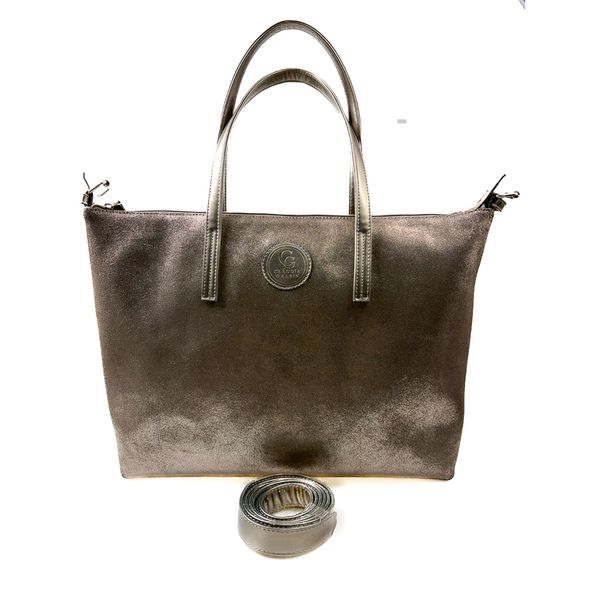Bolsa Feminina em Couro Texturizado Almofadada Ônix