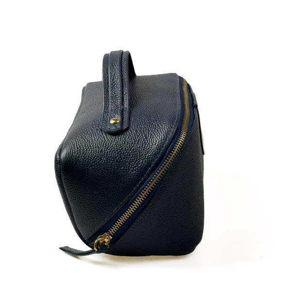 Necessaire Triângulo em Couro Texturizado Azul