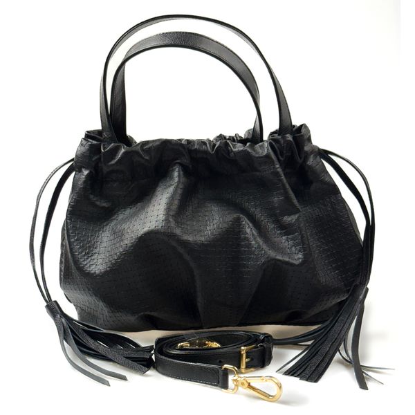 Bolsa Feminina em Couro Texturizado Preta Bambolim