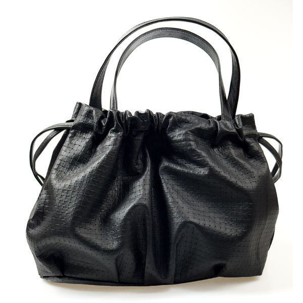 Bolsa Feminina em Couro Texturizado Preta Bambolim