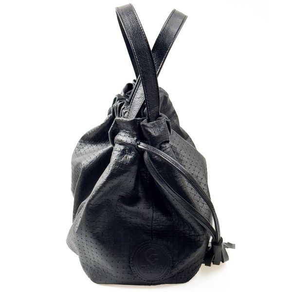 Bolsa Feminina em Couro Texturizado Preta Bambolim