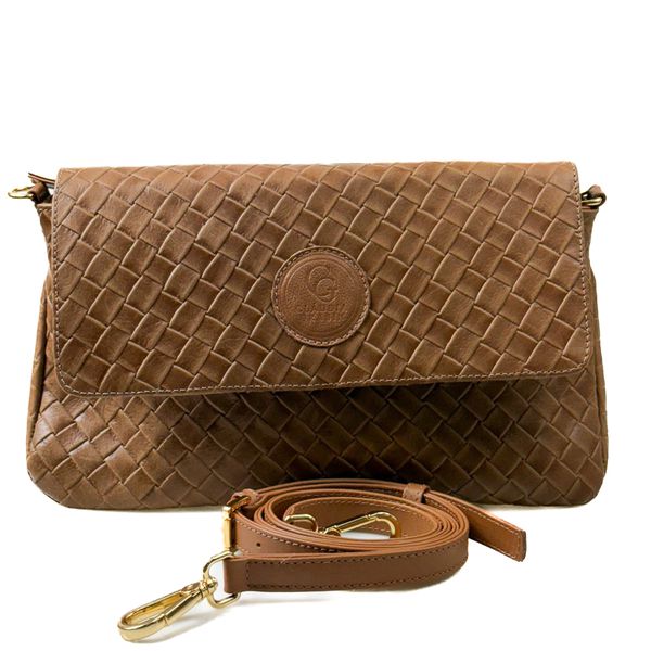 Bolsa Feminina em Couro Texturizado Caramelo Claudia