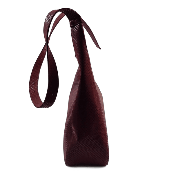 Bolsa Feminina em Couro Texturizado Gota Marsala Xadrez