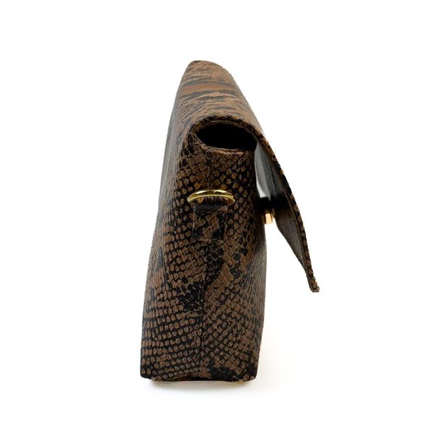 Bolsa Feminina em Couro Texturizado Animal Print Bege Cristina