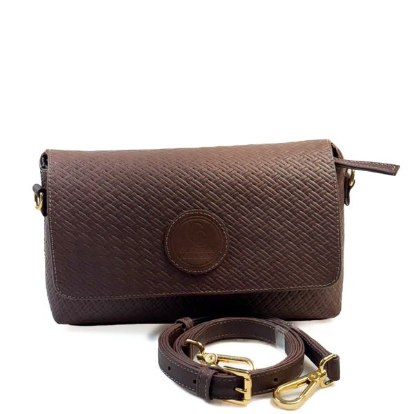 Bolsa Feminina em Couro Texturizado Marron Cristina