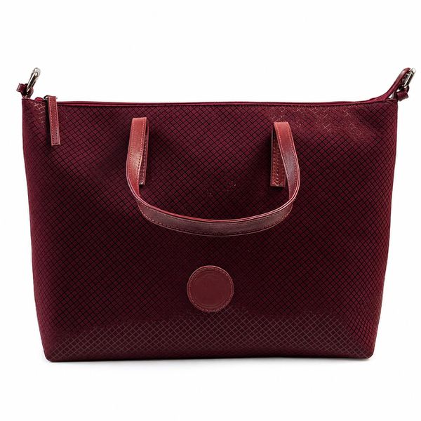 Bolsa Feminina em Couro Texturizado Almofadada Marsala Xadrez
