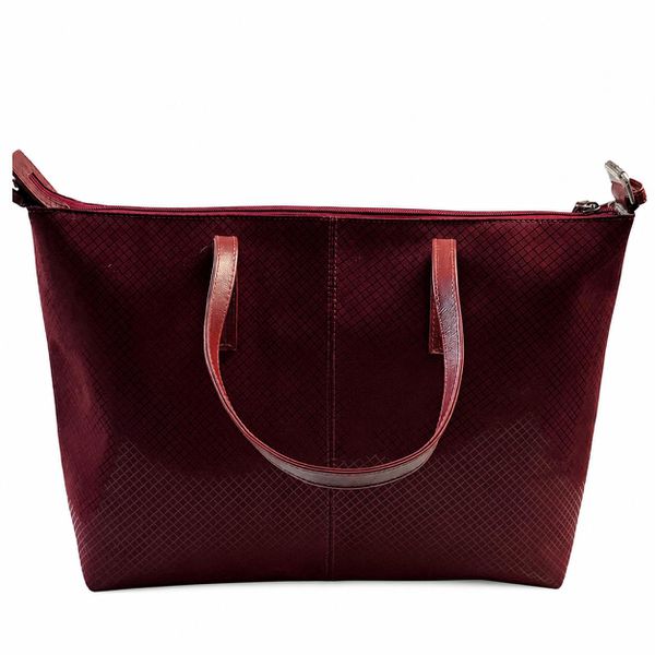 Bolsa Feminina em Couro Texturizado Almofadada Marsala Xadrez