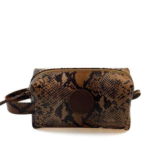 Necessaire em Couro Animal Print Marron