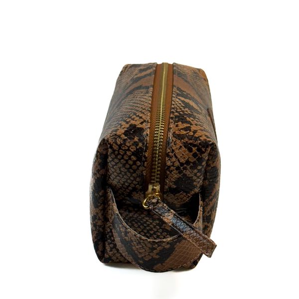 Necessaire em Couro Animal Print Marron